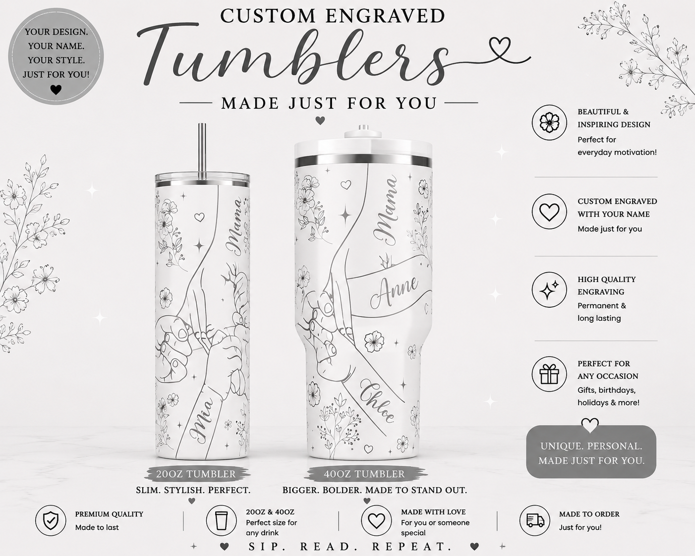 Custom Mom of 3 tumbler